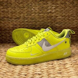 Nike Air Force 1 Utility Volt 2‎ Neon Yellow Sneaker Shoes